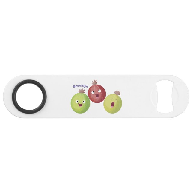 Cute gooseberry trio singing cartoon bar key (Front (Horizontal))