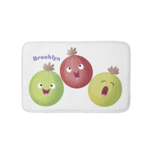 Cute gooseberry trio singing cartoon bath mat