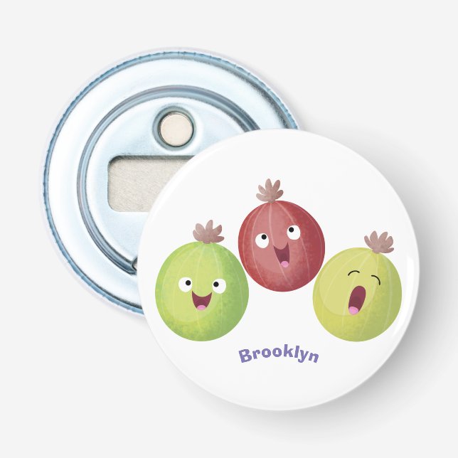 Cute gooseberry trio singing cartoon bottle opener (Front)