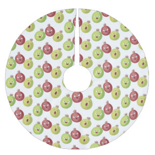 Cute gooseberry trio singing cartoon brushed polyester tree skirt