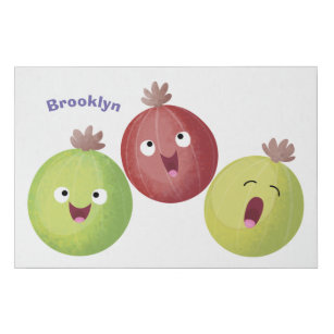 Cute gooseberry trio singing cartoon  faux canvas print