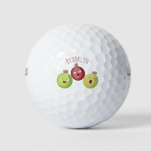 Cute gooseberry trio singing cartoon golf balls (Front)