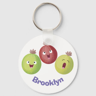 Cute gooseberry trio singing cartoon keychain