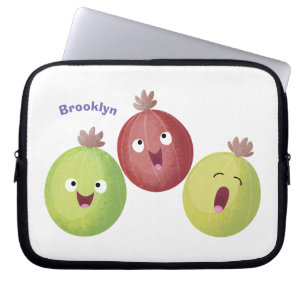 Cute gooseberry trio singing cartoon laptop sleeve