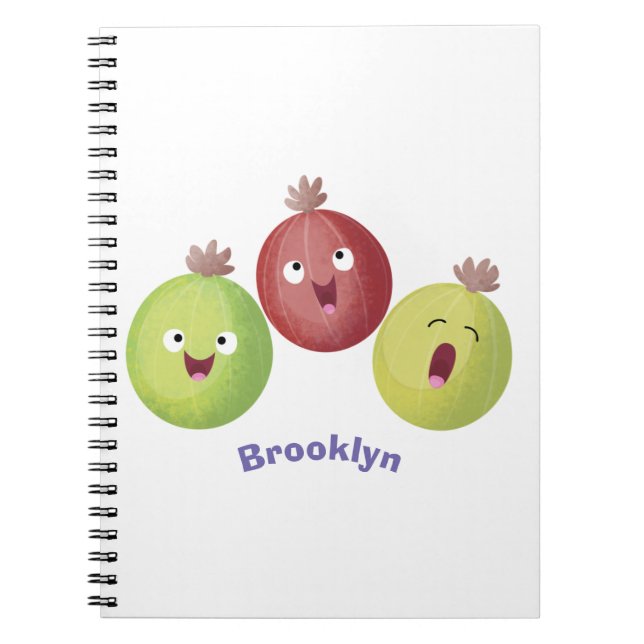 Cute gooseberry trio singing cartoon notebook (Front)