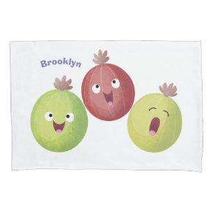 Cute gooseberry trio singing cartoon pillowcase