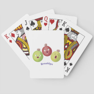 Cute gooseberry trio singing cartoon playing cards