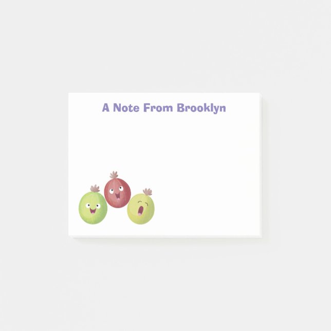 Cute gooseberry trio singing cartoon post-it notes (Front)