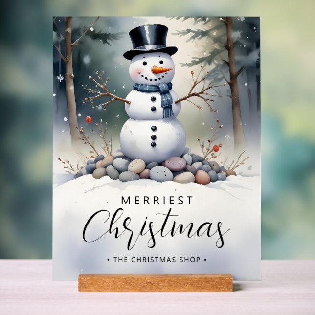 Cute Gorgeous Snowman Frosted Landscape Forest (Neutre)
