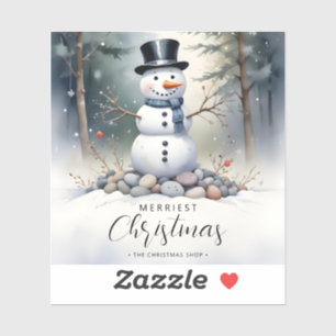Cute Gorgeous Snowman Frosted Landscape Forest