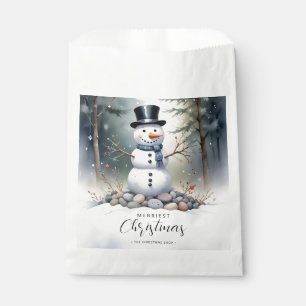 Cute Gorgeous Snowman Frosted Landscape Forest Favour Bag