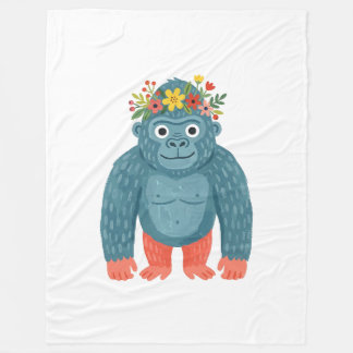 Cute Gorilla Flower Crown Blanket