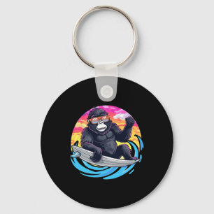 Cute Gorilla Surfing Keychain
