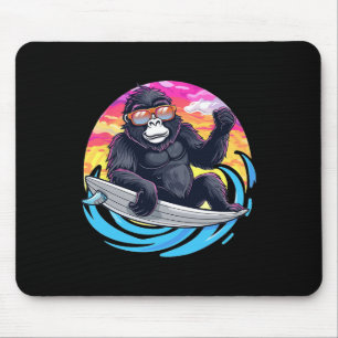 Cute Gorilla Surfing Mouse Pad