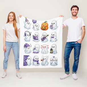 Cute goshts pumpkins and Cute Halloween Fleece Blanket