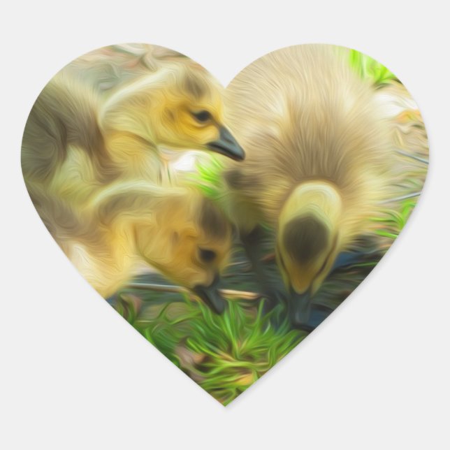 Cute Gosling Heart Sticker (Front)