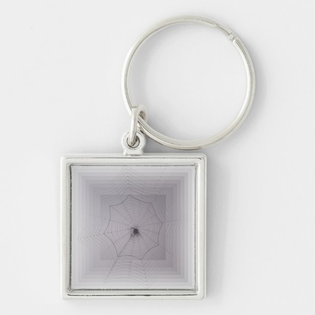 Cute Gossamer Spiderweb Halloween Greetings Keychain (Front)