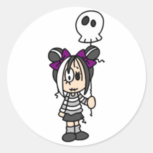 Cute Goth Girl Classic Round Sticker