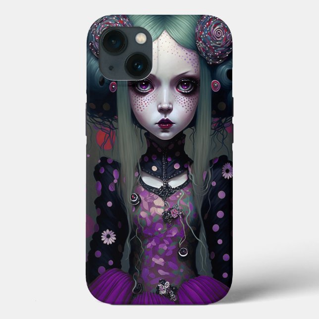 Cute Goth Girl Purple Black Fantasy Art Case-Mate iPhone Case (Back)
