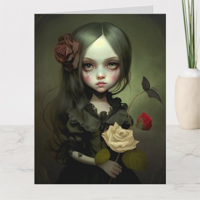 CUTE GOTH GIRL SWEET BIRTHDAY GOTHIC GREETING CARD (Front)