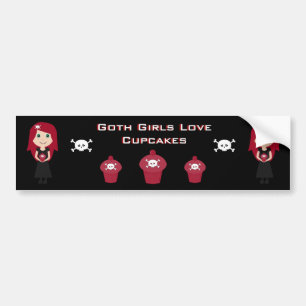 Cute Goth Girls Love Cupcakes Customizable Bumper Sticker