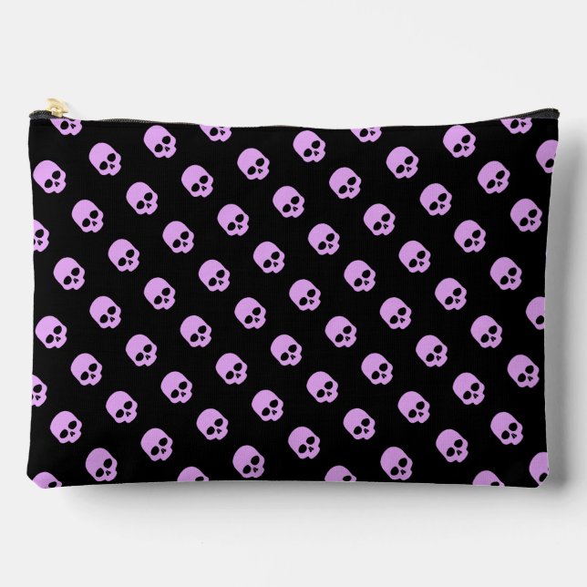 Cute Goth Pink Skulls Accessory Pouch (Front)