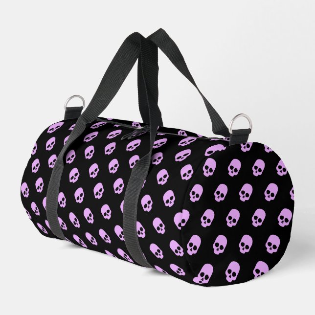 Cute Goth Pink Skulls Duffle Bag (Left Corner)