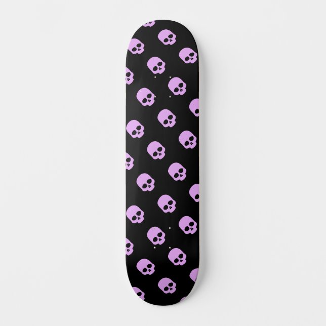 Cute Goth Pink Skulls Girls Skateboard (Front)