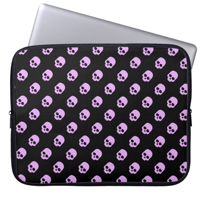 Cute Goth Pink Skulls Laptop Sleeve (Front)