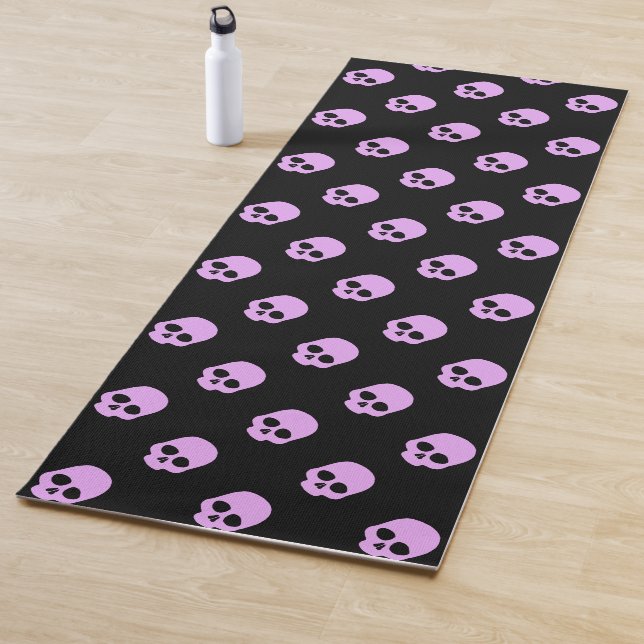 Cute Goth Pink Skulls Yoga Mat (In Situ)