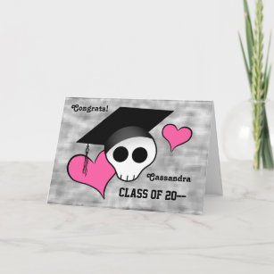 Cute goth skull congratulations graduation card