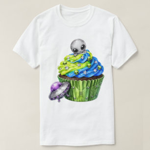 Cute Gothic, Alien, Spaceship, Cupcake T-Shirt