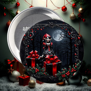 Cute Gothic Christmas Elf. 3 Inch Round Button