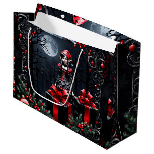 Cute Gothic Christmas Elf.  Large Gift Bag