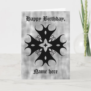 Cute gothic cross on grey birthday to personalize card