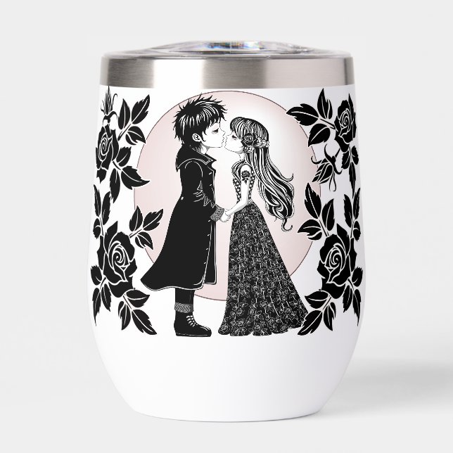Cute Gothic Emo Kids Kiss Valentine's Day  (Front)