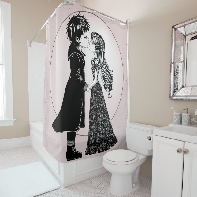 Cute Gothic Emo Kids Kiss Valentine's Day  (In Situ)