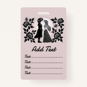 Cute Gothic Emo Kids Kiss Valentine's Day  Badge
