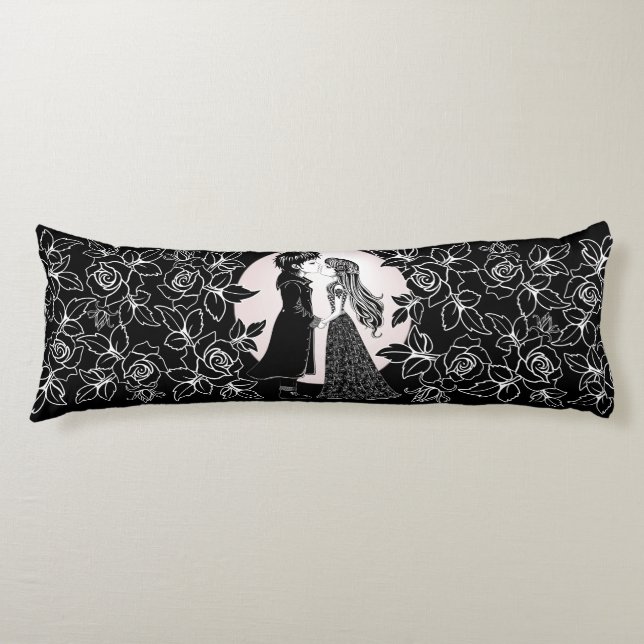 Cute Gothic Emo Kids Kiss Valentine's Day  Body Pillow (Front)