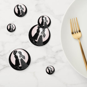 Cute Gothic Emo Kids Kiss Valentine's Day  Confetti