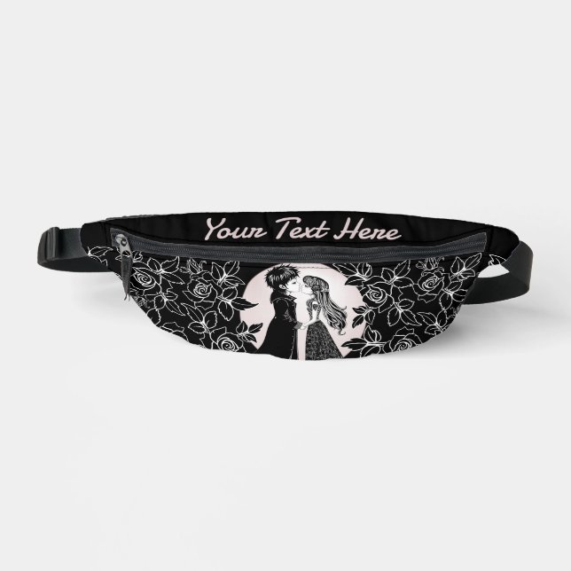 Cute Gothic Emo Kids Kiss Valentine's Day  Fanny Pack (Front)
