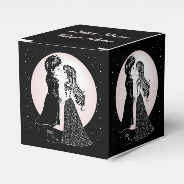 Cute Gothic Emo Kids Kiss Valentine's Day  Favor Box (Front Side)