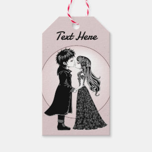 Cute Gothic Emo Kids Kiss Valentine's Day  Gift Tags