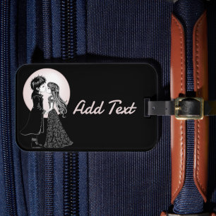 Cute Gothic Emo Kids Kiss Valentine's Day  Luggage Tag