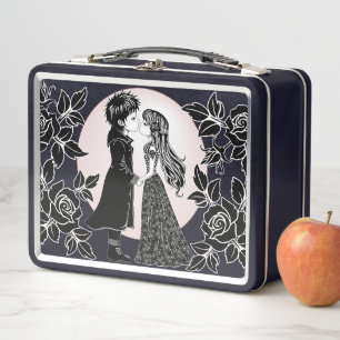 Cute Gothic Emo Kids Kiss Valentine's Day Metal Lunch Box