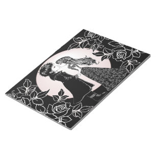 Cute Gothic Emo Kids Kiss Valentine's Day Notepad