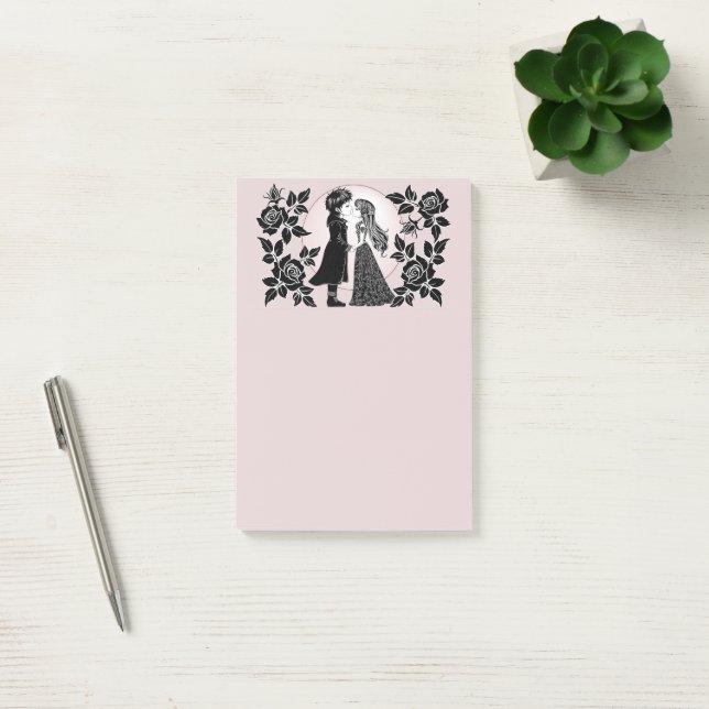 Cute Gothic Emo Kids Kiss Valentine's Day  Post-it Notes (Office)