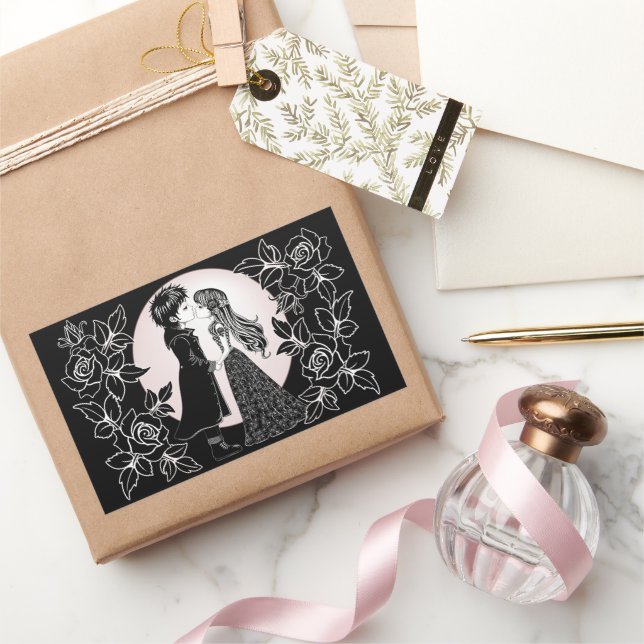 Cute Gothic Emo Kids Kiss Valentine's Day  Sticker (Gifting)