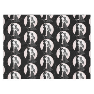 Cute Gothic Emo Kids Kiss Valentine's Day  Tablecloth