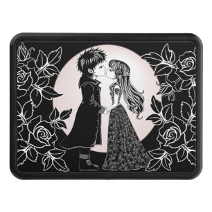 Cute Gothic Emo Kids Kiss Valentine's Day Trailer Hitch Cover